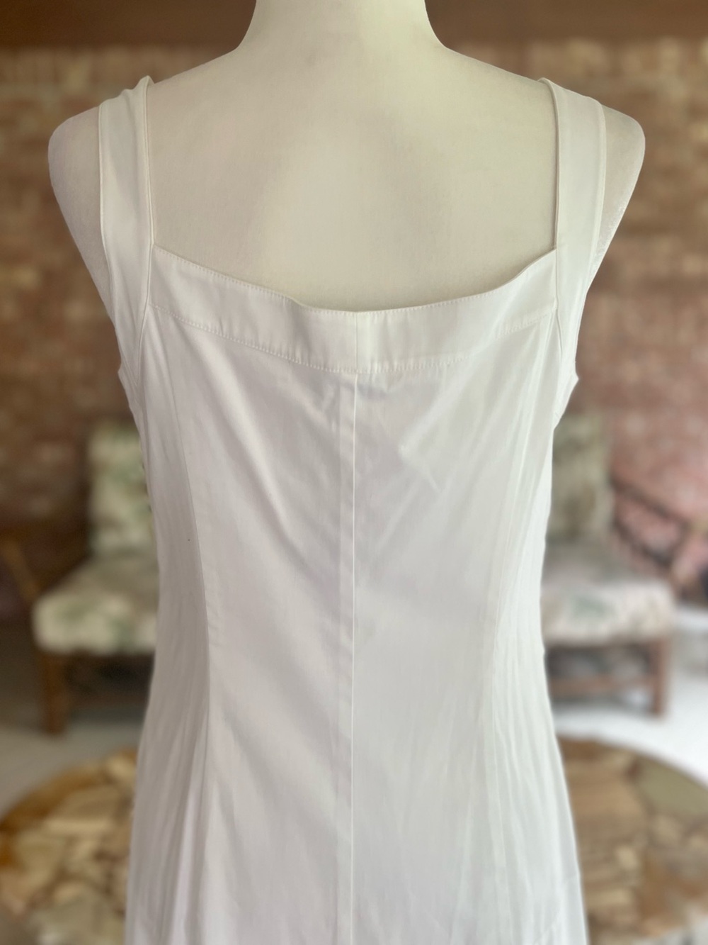 WHBM White Ruched Bodice Button Front Sateen Midi Dress NWT 6 Quiet Luxury - Picture 11 of 17